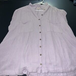 Free People Blouse Top Women's Size Medium Light Purple Sleeveless 100% Cotton
